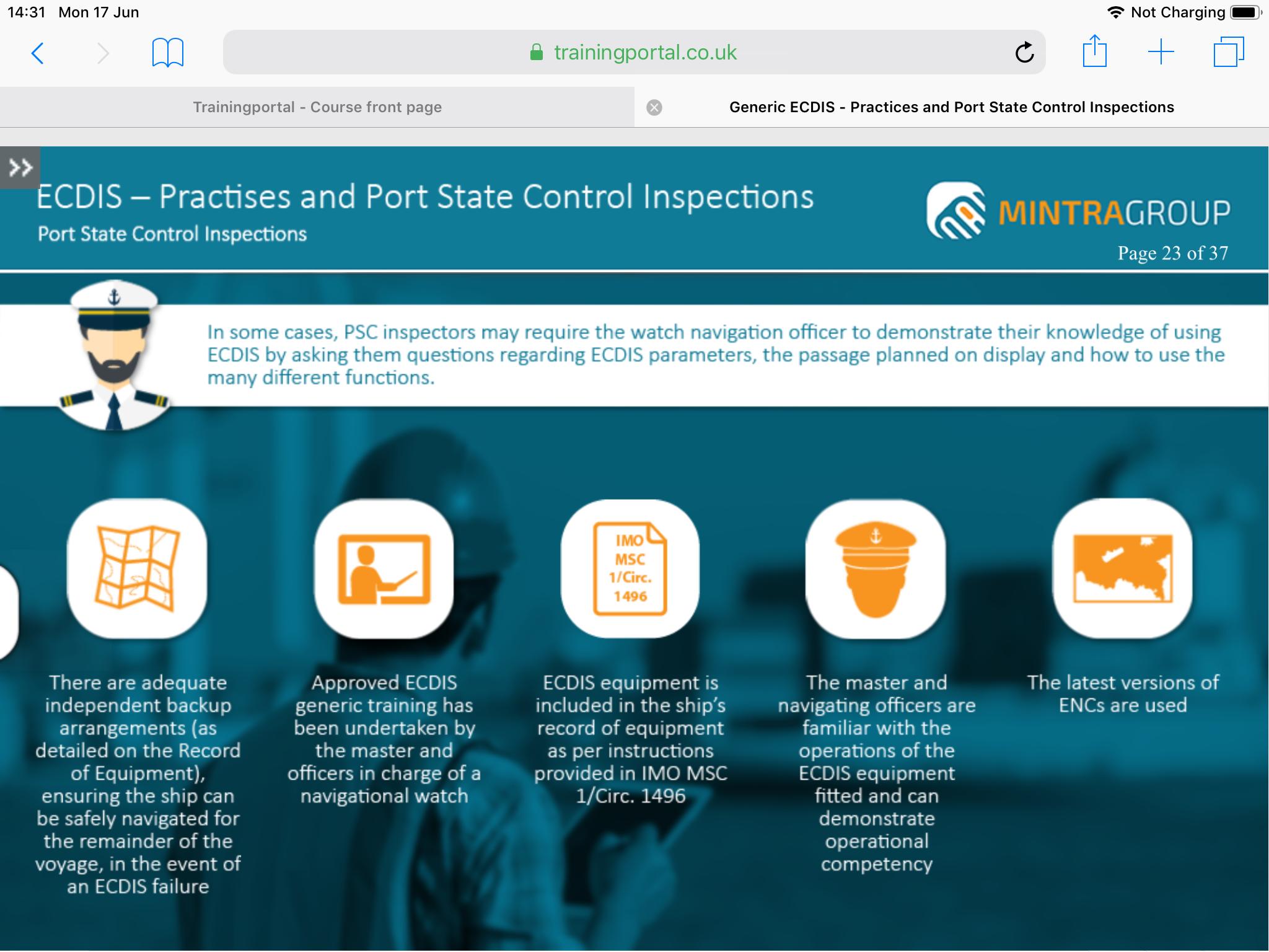 ECDIS – Practices and Port State Control Inspections Training